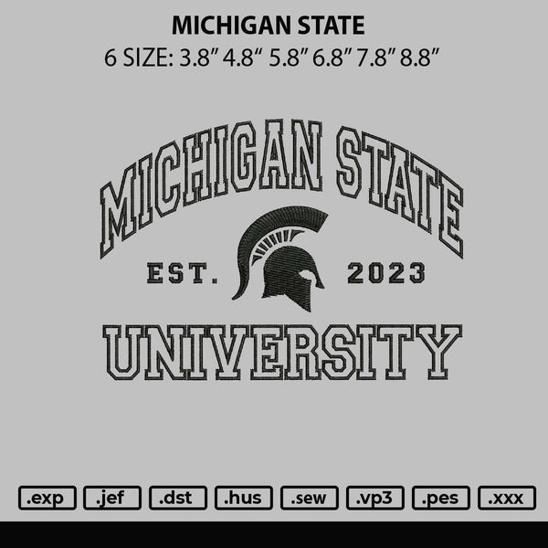Michigan State Embroidery File 6 sizes