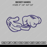 Mickey Hands Embroidery File 4 size