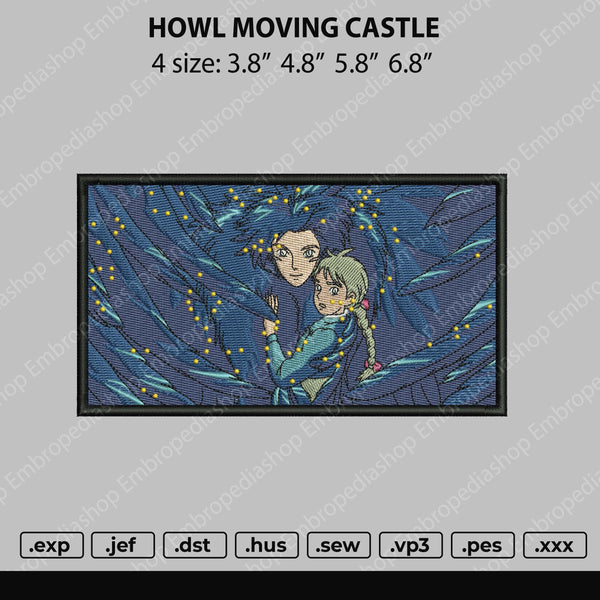 Moving Castle Rectangle  Embroidery File 4 size