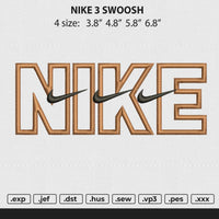 Nike 3 swoosh Embroidery File 4 size