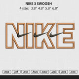 Nike 3 swoosh Embroidery File 4 size