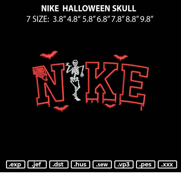 Nike Halloween Skull Embroidery File 5 sizes