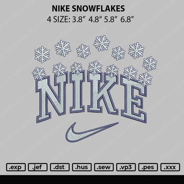 Nike Snowflake Embroidery File 4 Size