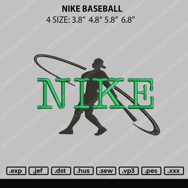 Nike Baseball Embroidery File 4 size