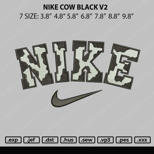 Nike Cow Black V2 Embroidery File 7 size