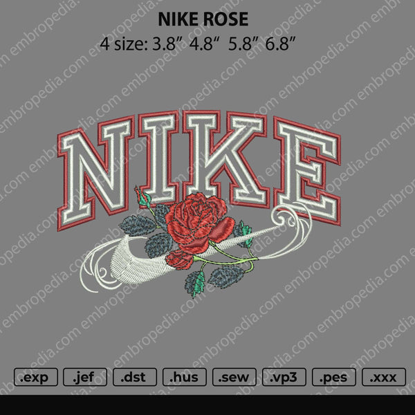 Nike Rose Embroidery File 4 size