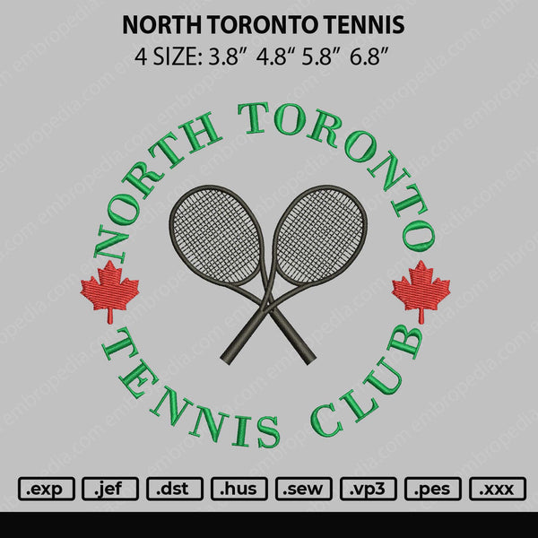 North Toronto Tennis Embroidery File 4 size