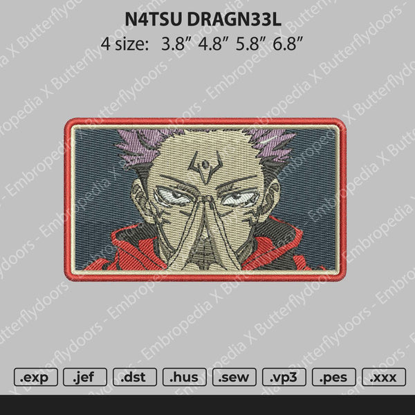 Natsu Dragnel Rectangle Embroidery File 4 size