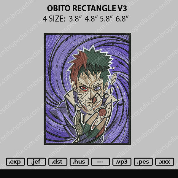 Obito Rectangle V3 Embroidery File 4 size