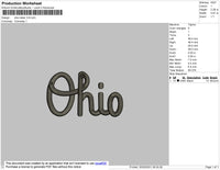 Ohio Text Embroidery File 4 size