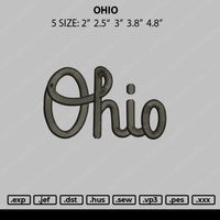 Ohio Text Embroidery File 4 size