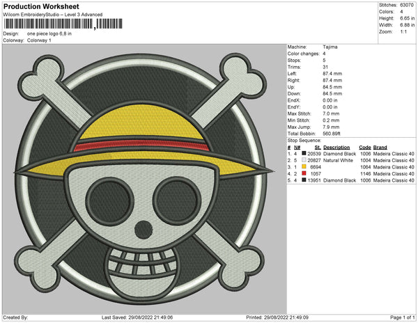 One Piece Logo Embroidery File 5 sizes – Embropedia