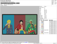 One Piece Character Embroidery File 4 size