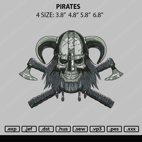 Pirates Embroidery File 4 size
