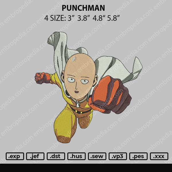 Punchman Embroidery File 4 size