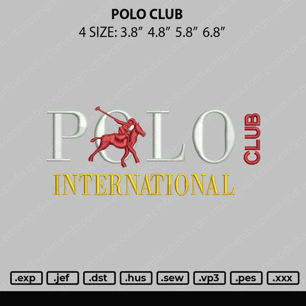 Polo Club Embroidery File 4 size