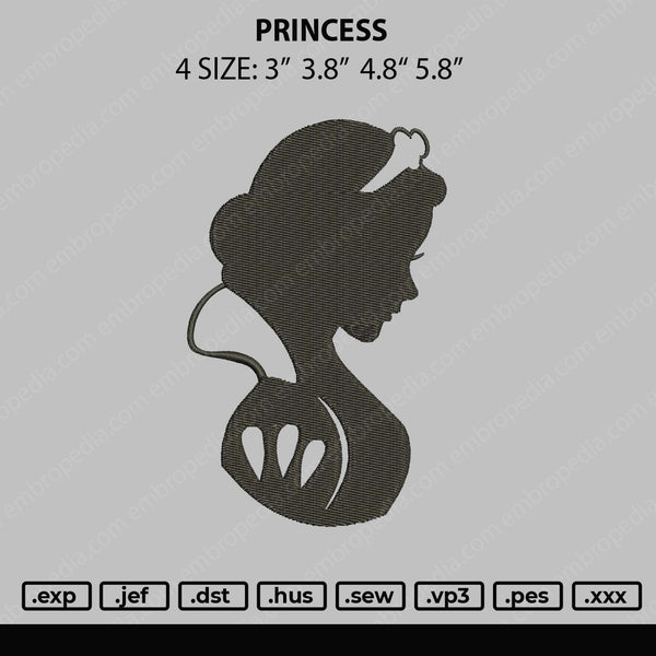 Princess Embroidery File 4 size