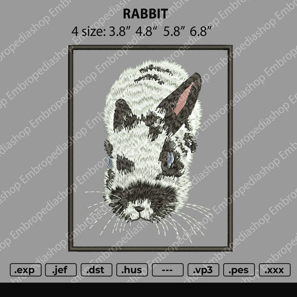 Rabbit Embroidery File 4 size