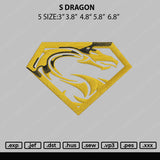 S Dragon Embroidery File 5 size