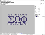 Sigma Omega Phi Embroidery File 4 size