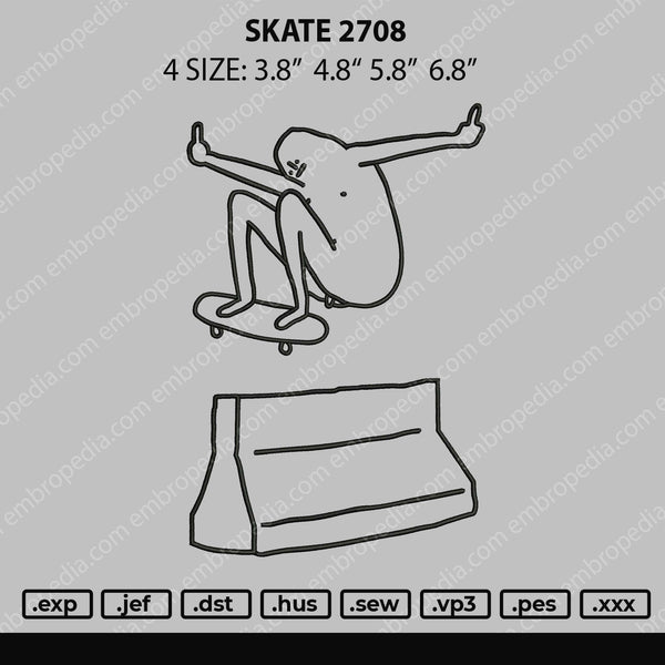 Skate2708 Embroidery File 4 size