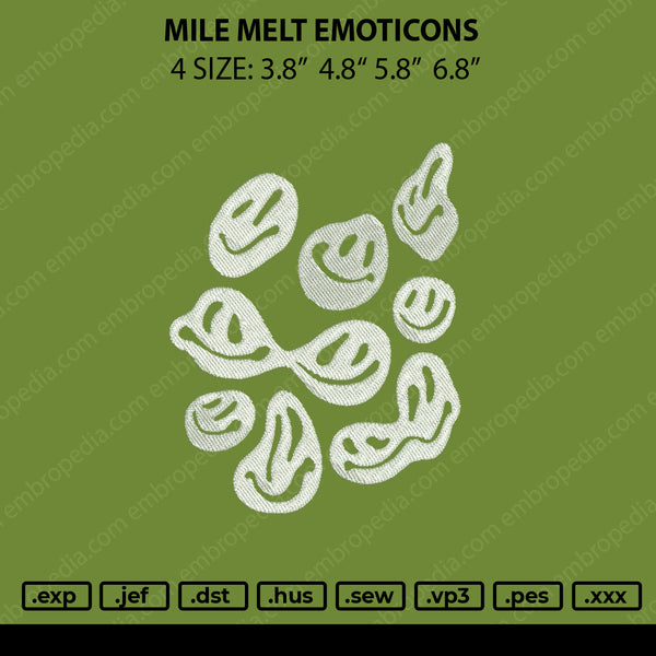 Smile Emoticon Embroidery File 4 size