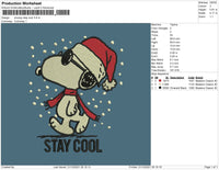 Snoopy Stay Cool Embroidery File 4 size