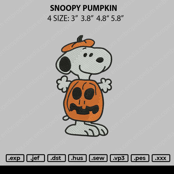 Snoopy Pumpkin Embroidery File 4 size