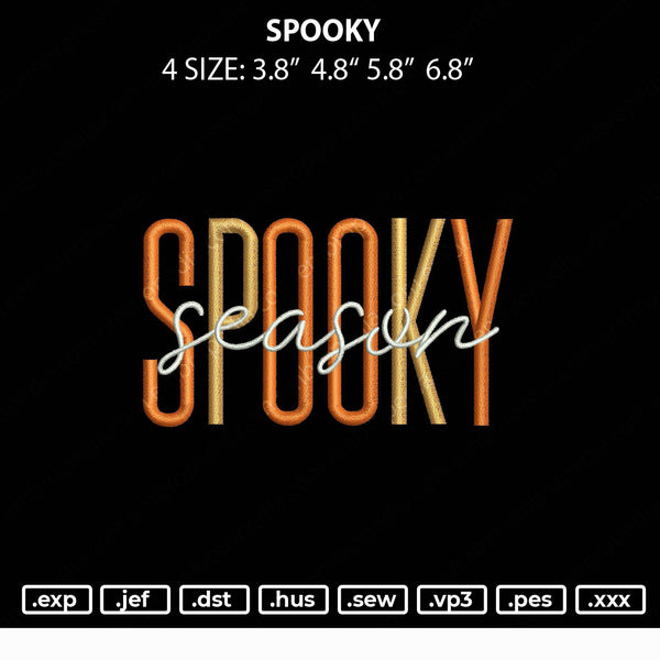 Spooky Text Embroidery File 4 size