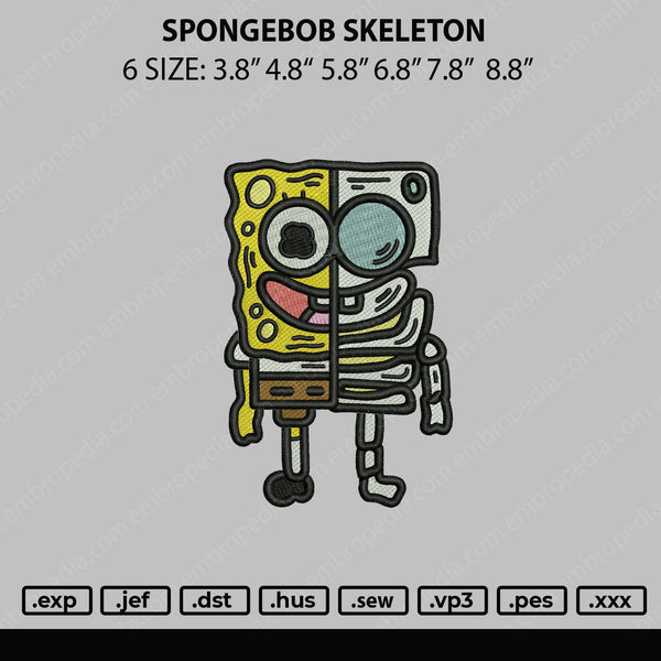 Spongebob Skeleton Emboidery File 6 sizes