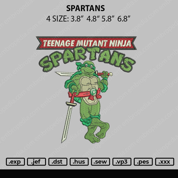 Spartans Embroidery File 4 size