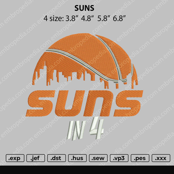 Suns Embroidery File 4 size