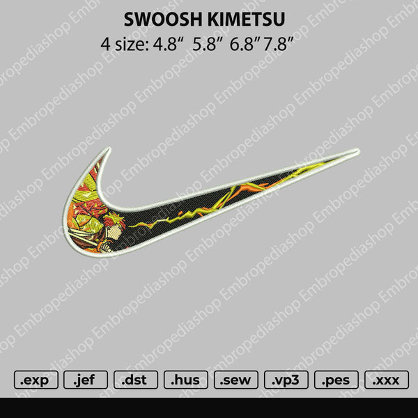 Swoosh Kimetsu Embroidery File 4 size