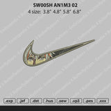 Swoosh Anime 02 Embroidery File 4 size