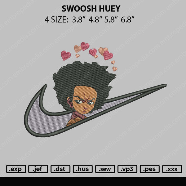 Swoosh Huey Embroidery File 4 size