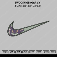 Swoosh Gengar Embroidery File 4 size
