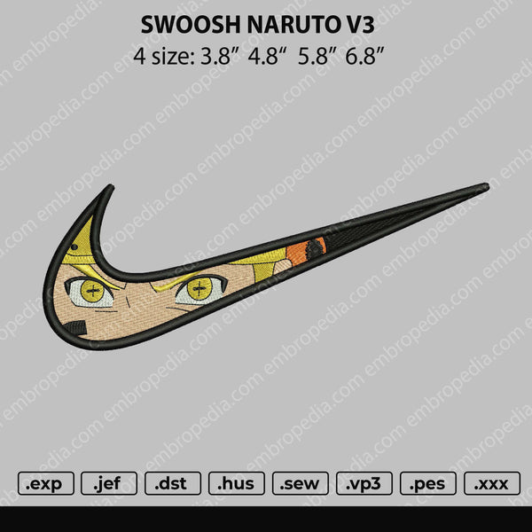 Swoosh Naruto Mode V3 Embroidery File 4 size