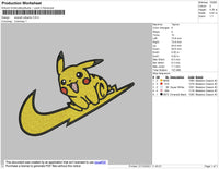 Swoosh Pikachu Embroidery File 7 size
