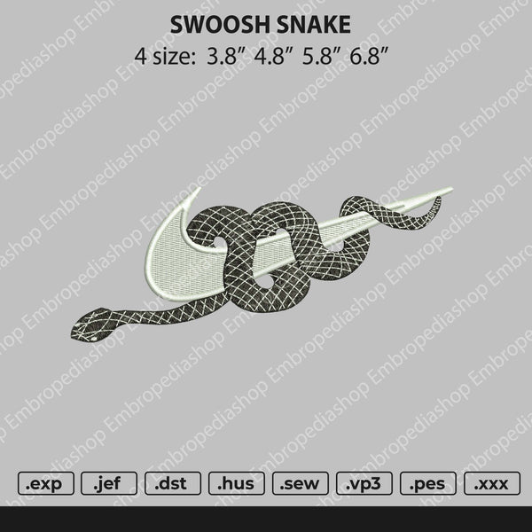 Swoosh Snake Embroidery File 4 size