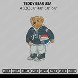 TeddyBear USA Embroidery File 4 Size