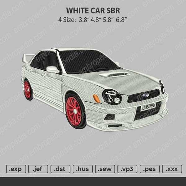 White Car 001 Embroidery File 4 size