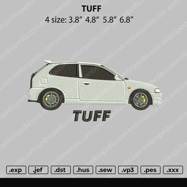 Tuff Car Embroidery File 4 size