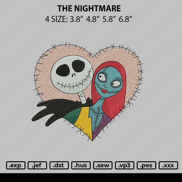 The Nightmare Embroidery File 4 size