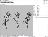 Three Flowers Embroidery File 4 size