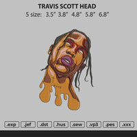 Travis Scoot Head Embroidery File 5 Size