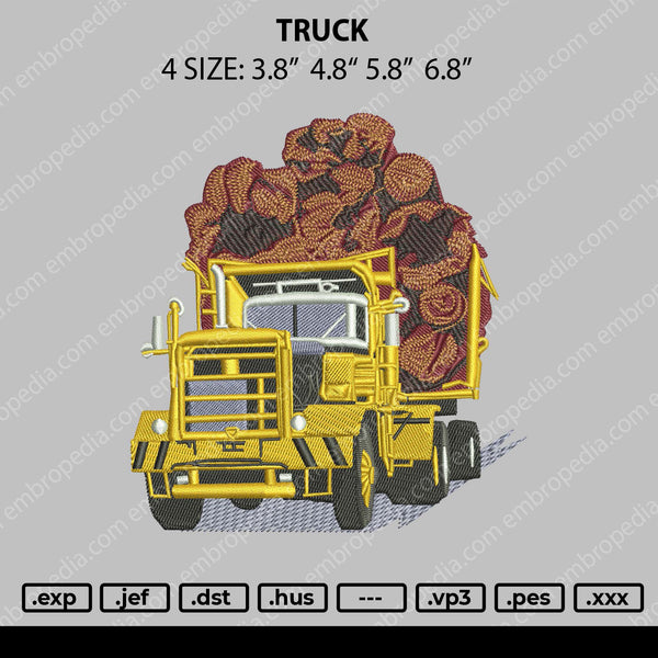 Truck Embroidery File 4 size