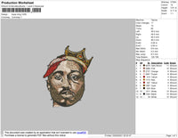 Tupac King Embroidery File 4 size