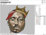 Tupac King Embroidery File 4 size