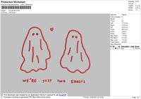 Two Ghosts Embroidery File 4 size