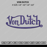 Von Dutch Embroidery File 4 size